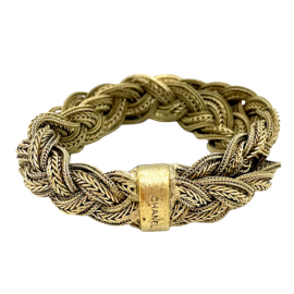 Bracelet tressé chaînes CHANEL en métal doré