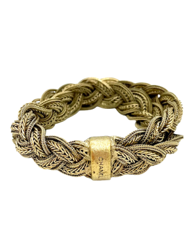 CHANEL gilded metal braided chain bracelet