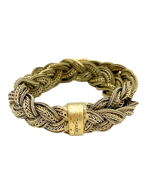 CHANEL gilded metal braided chain bracelet