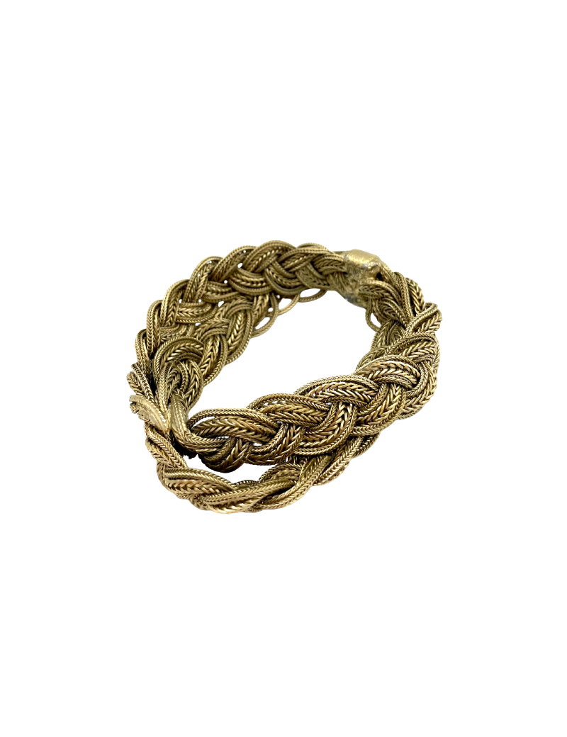 CHANEL gilded metal braided chain bracelet