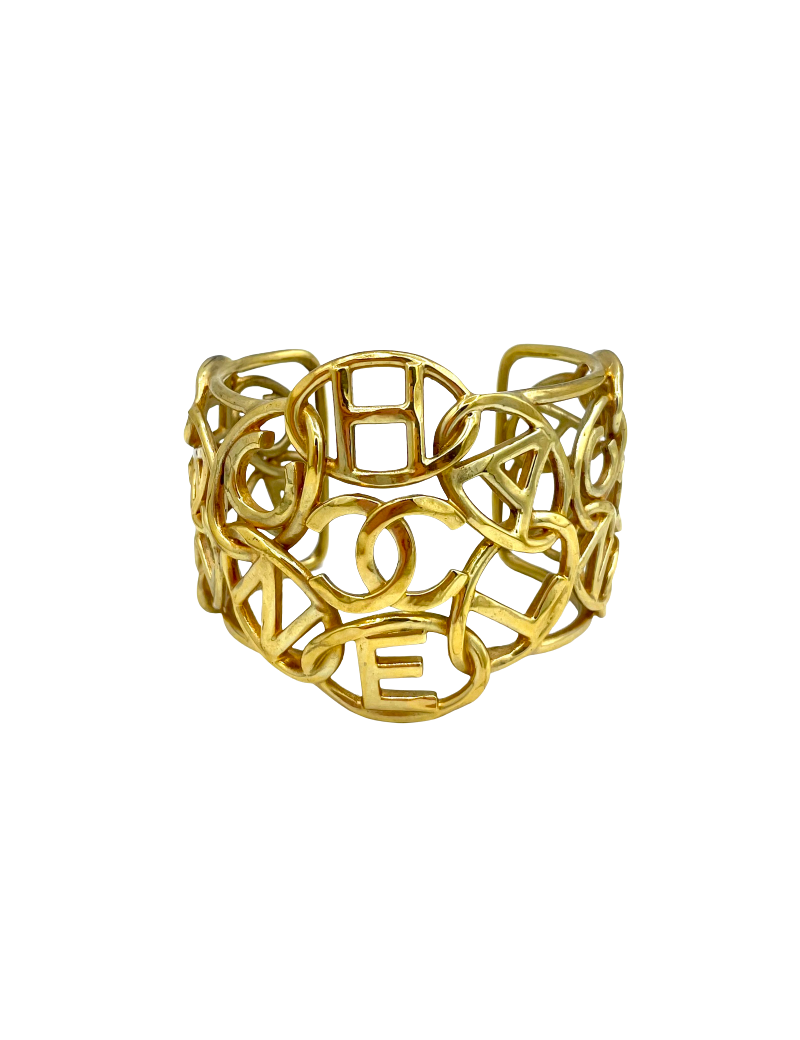 CHANEL Rigid Cuff Bracelet in Gilt Metal
