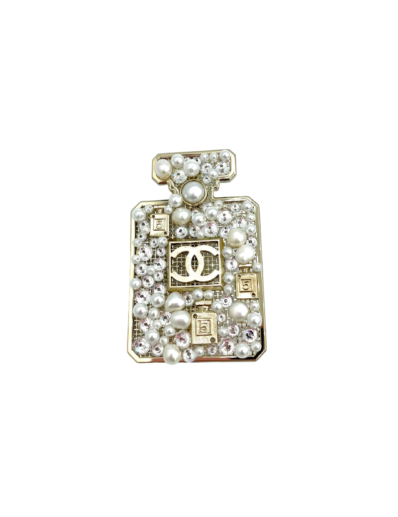 Broche CHANEL bouteille 5 perles