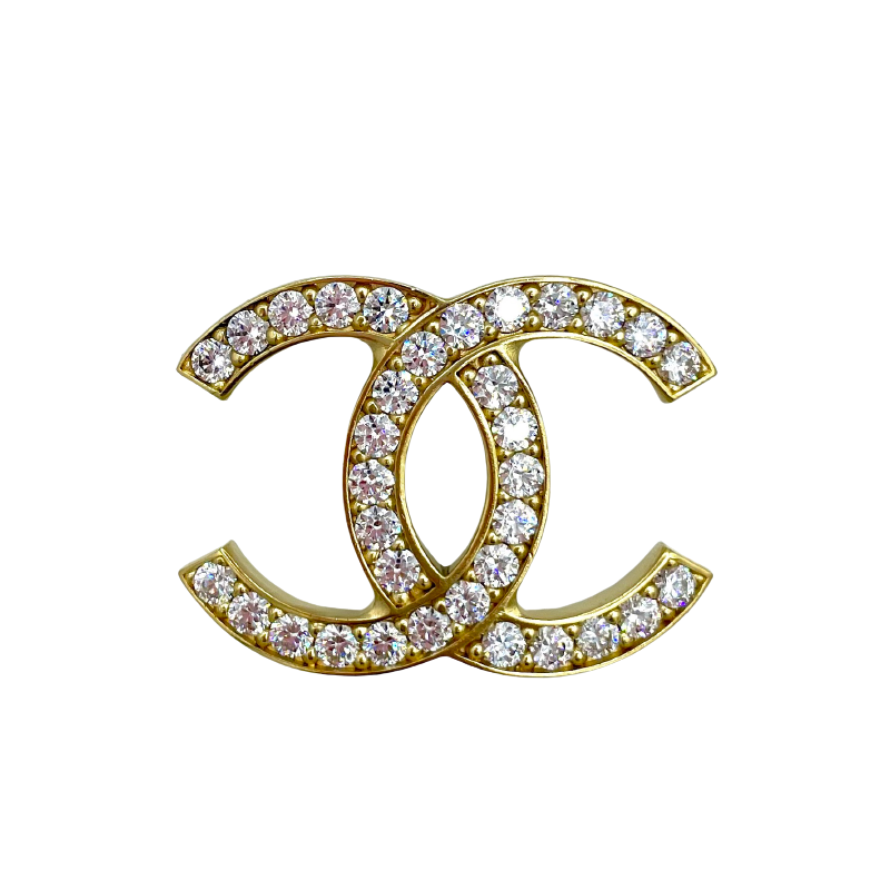 Chanel Logo Diamantés Metal Brooch in Silver  Crystal  UFO No More
