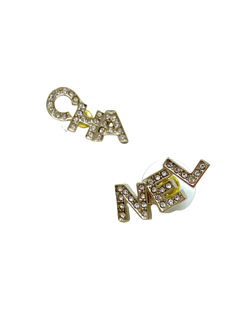 Clous d’oreille CHANEL  CHA  NEL strass dorés 