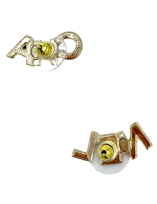 Clous d’oreille CHANEL  CHA  NEL strass dorés 
