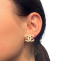 CHANEL engraved C H A N E L earrings