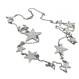 Sautoir étoiles Chanel strass et métal argenté
