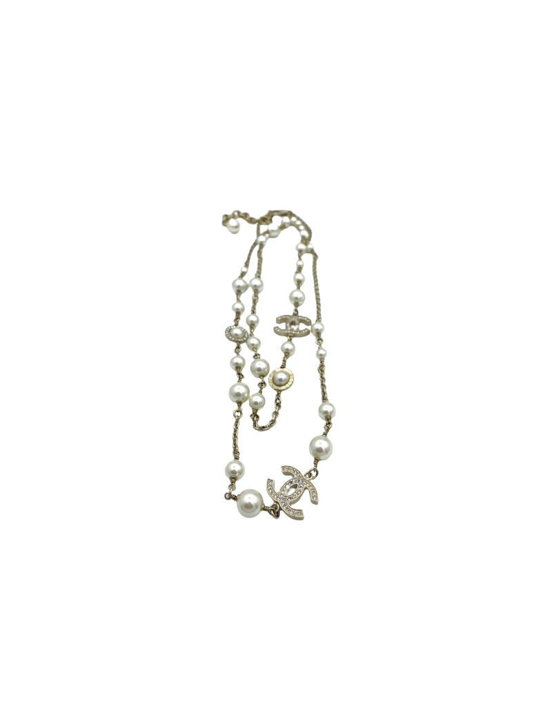 Sautoir chanel perles et strass