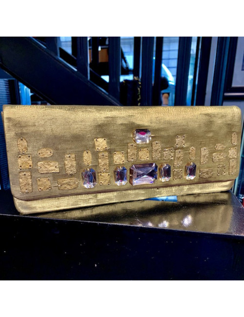 Pochette CHRISTIAN LACROIX cuir et soie doré