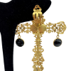 CMARGUERITE DE VALOIS Black Pendant Cross Studs Earrings