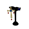 Clous croix pendantes MARGUERITE DE VALOIS saphir et rubis