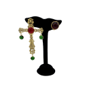 Clous croix pendants MARGUERITE DE VALOIS rubis émeraude