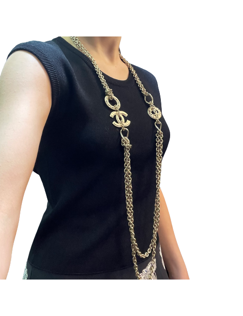 Sautoir CHANEL chaine or pâle