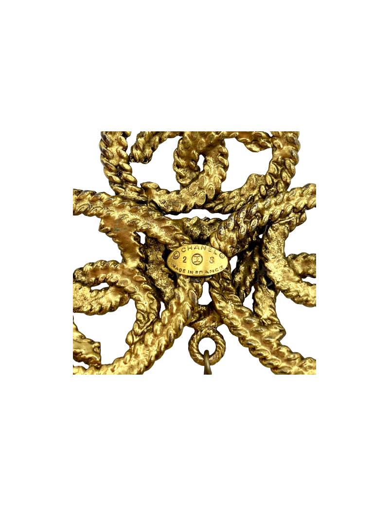 CHANEL long vintage necklace in golden metal and beads