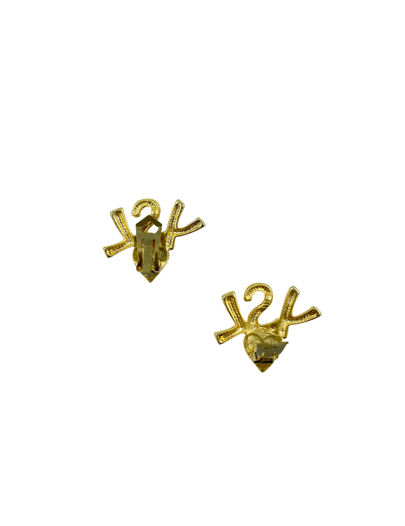 YVES SAINT LAURENT Clip-on Earrings in Gilt Metal- Authentic Occasion
