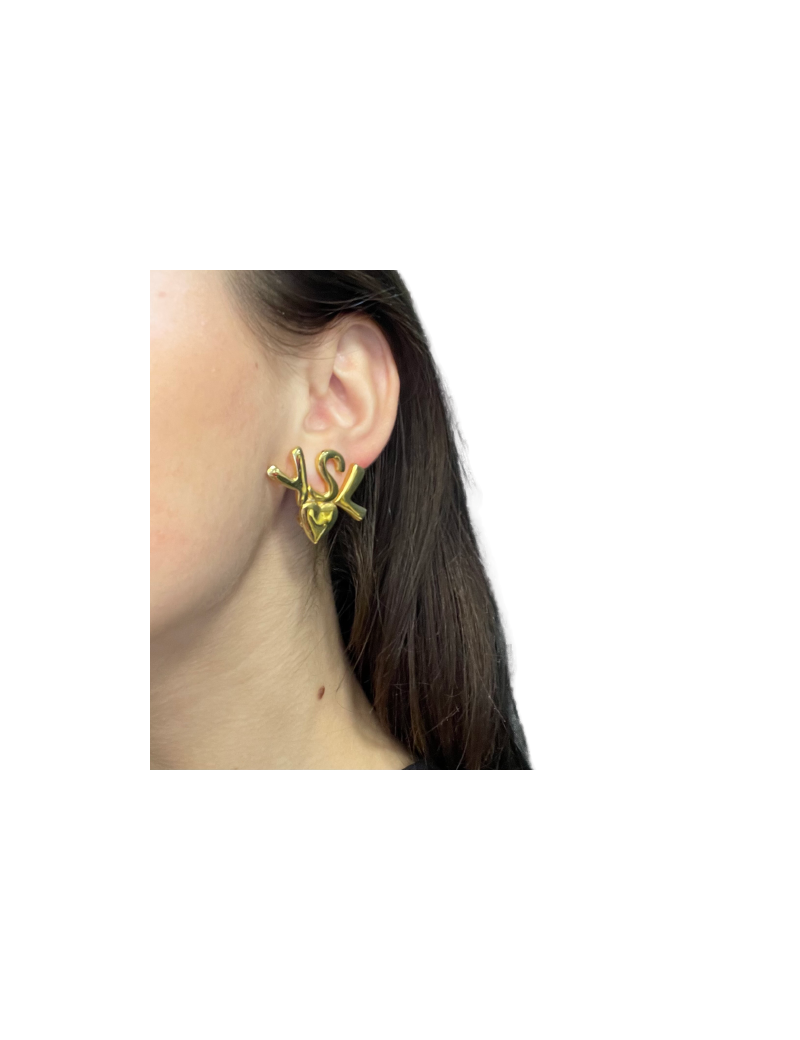 YVES SAINT LAURENT Clip-on Earrings in Gilt Metal- Authentic Occasion