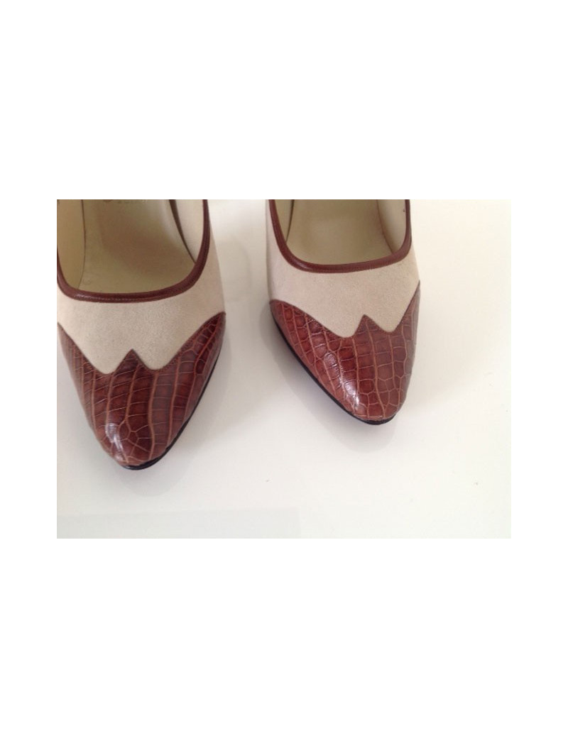 escarpins FERRAGAMO's  créations daim et croco T 37.5