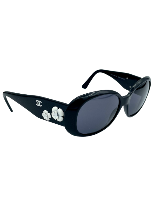 Lunettes de soleil Chanel noir à fleurs