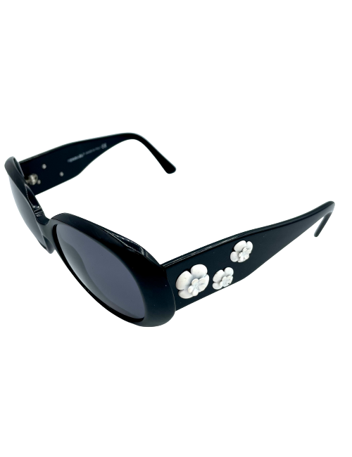 Lunettes de soleil Chanel noir à fleurs