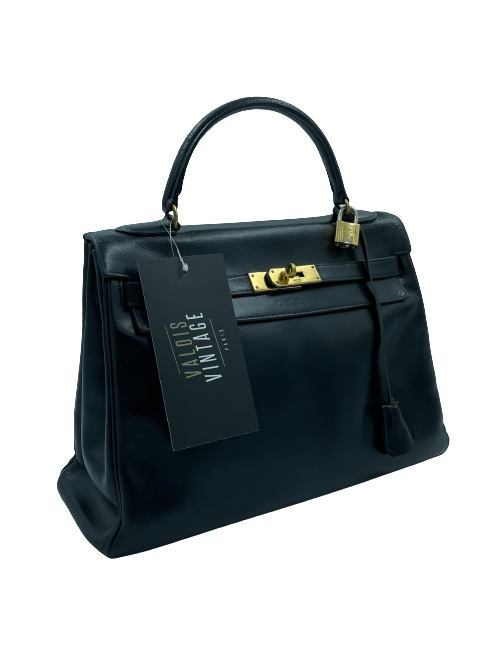 Kelly 32 HERMES box noir Vintage 
