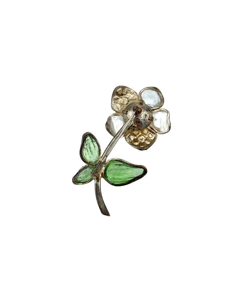 Broche fleur pâte de verre