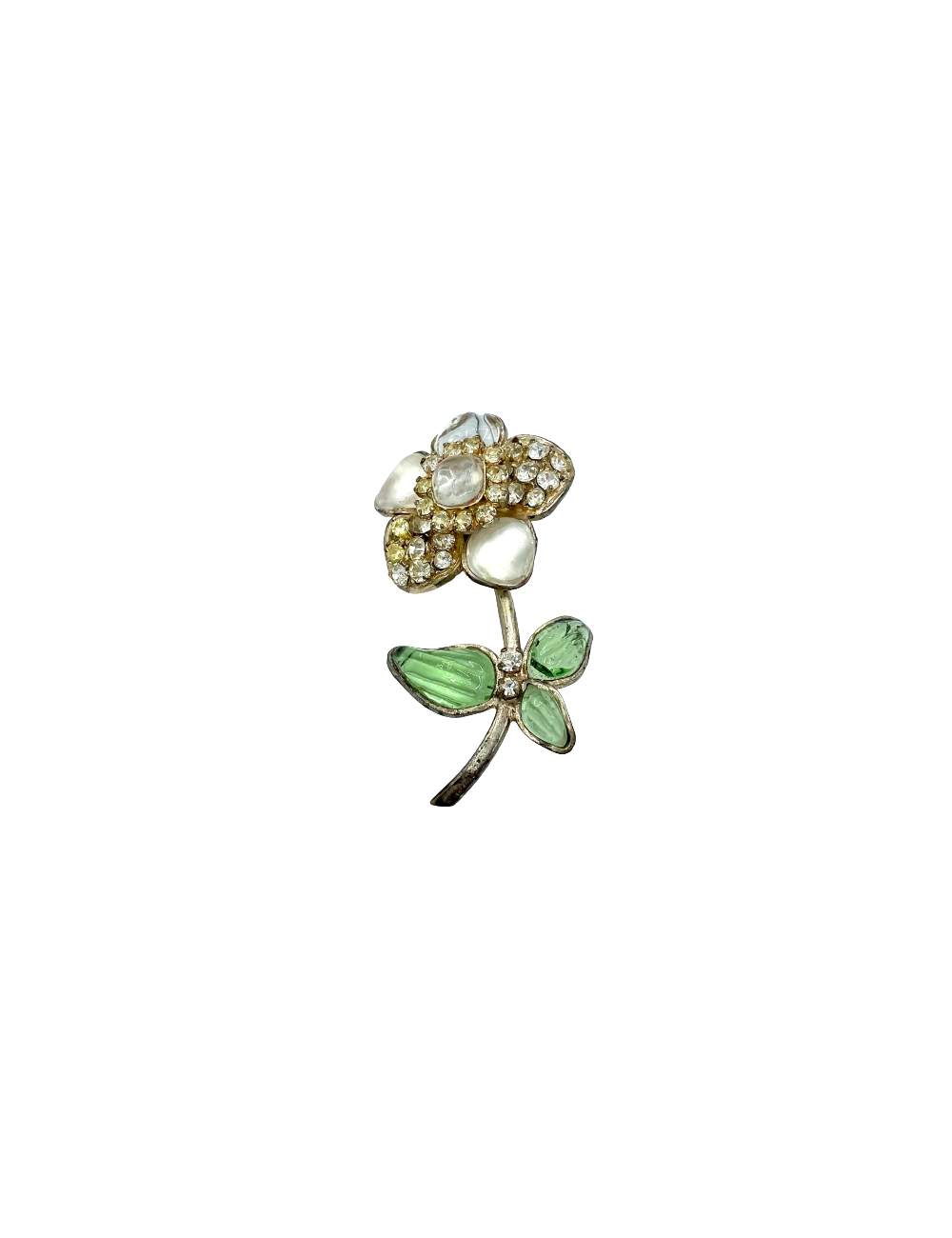Broche fleur pâte de verre