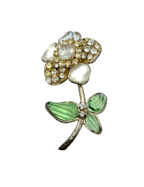Broche fleur pâte de verre