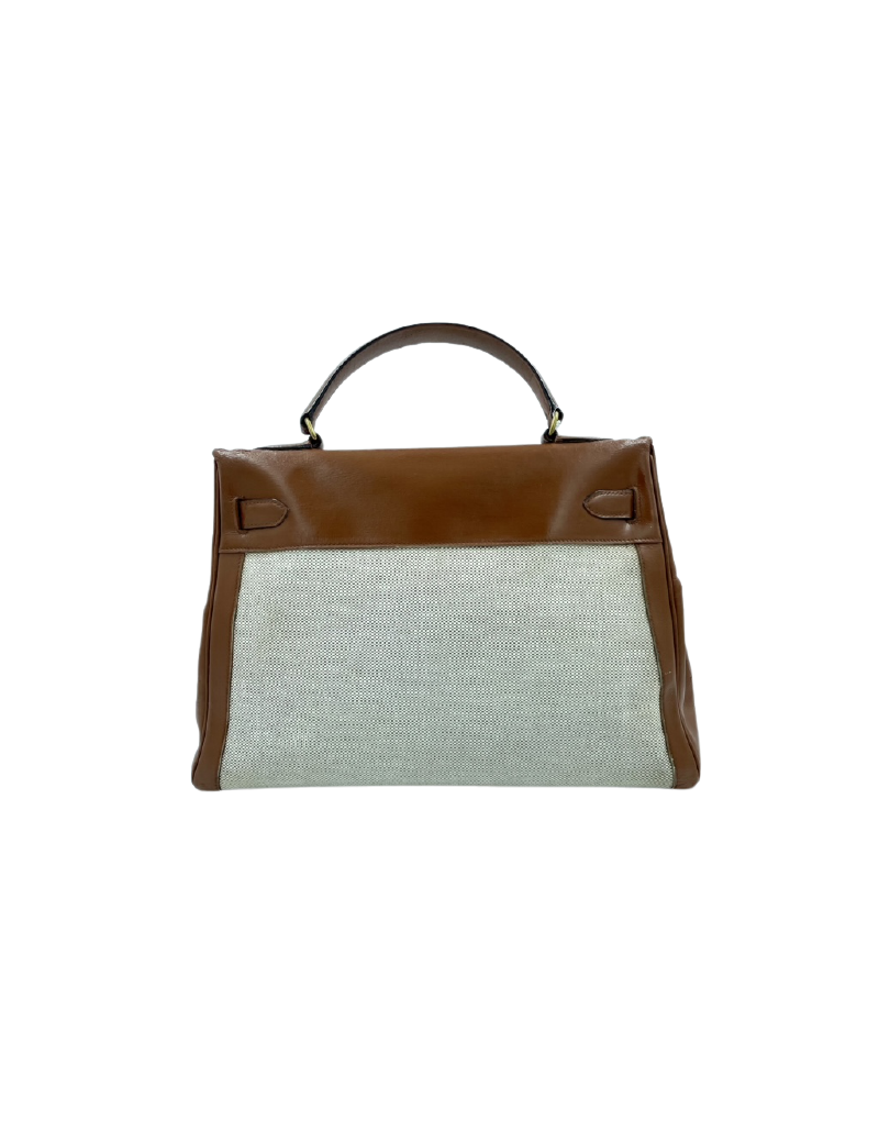 Kelly 32 HERMES toile et cuir beige Vintage 