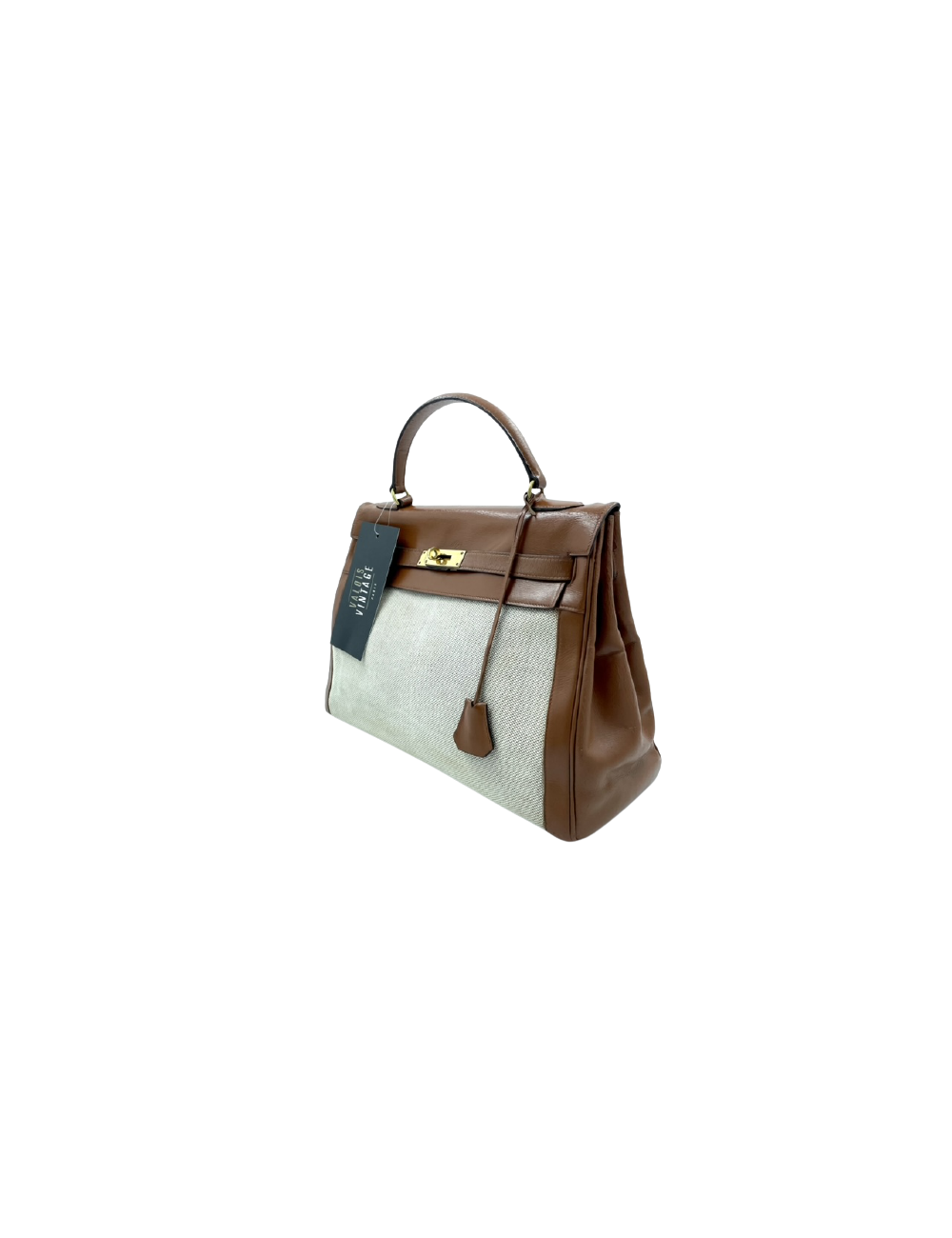 Kelly 32 HERMES toile et cuir beige Vintage 