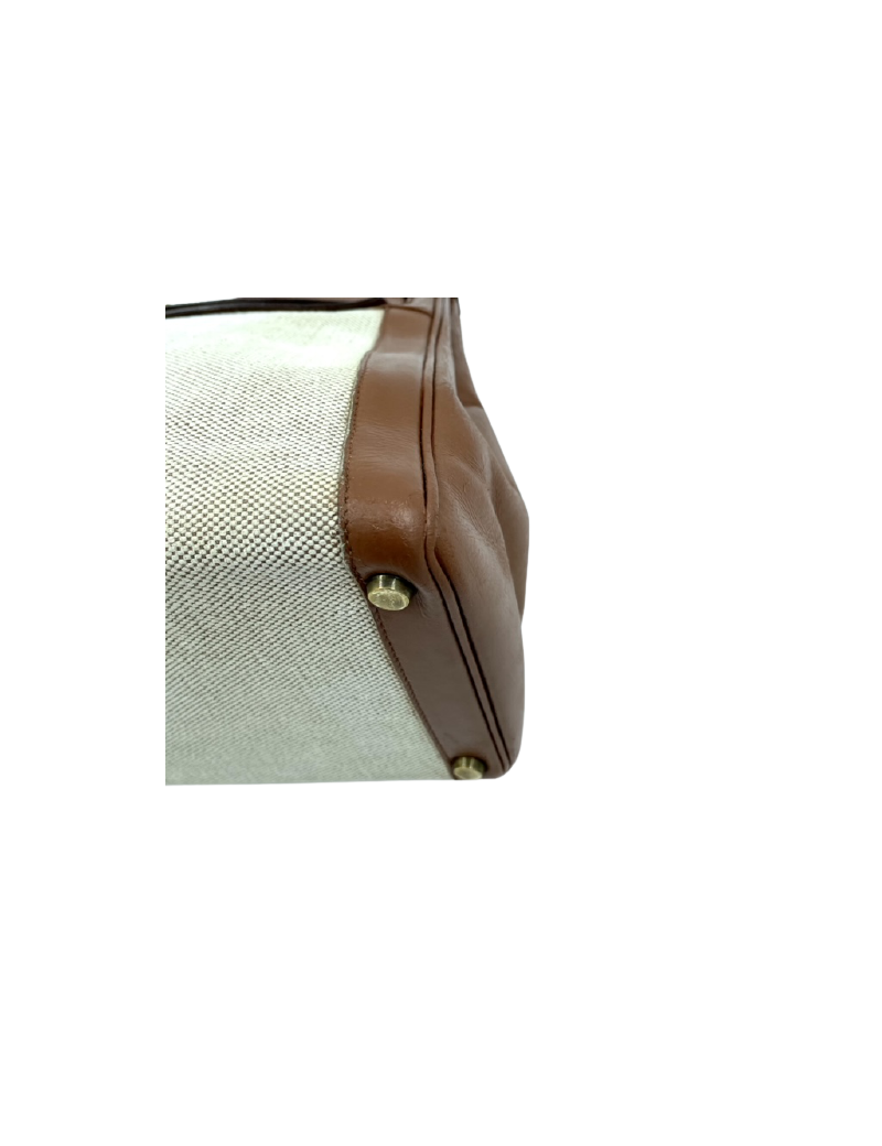 Kelly 32 HERMES toile et cuir beige Vintage 
