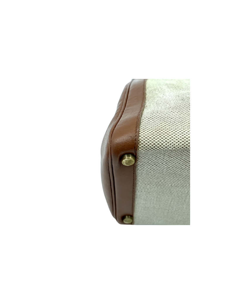 Kelly 32 HERMES toile et cuir beige Vintage 