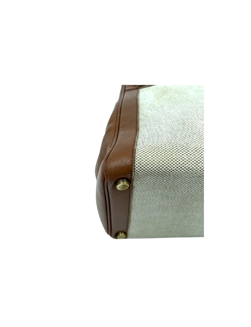 Kelly 32 HERMES toile et cuir beige Vintage 