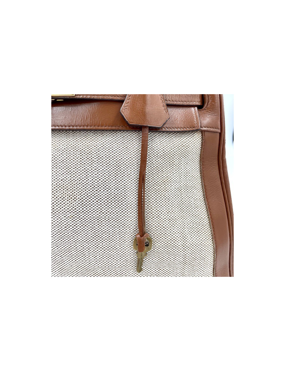 Kelly 32 HERMES toile et cuir beige Vintage 