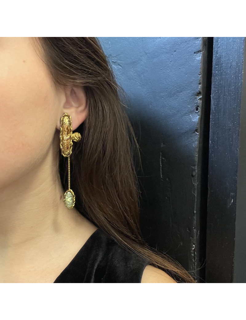 CHRISTIAN LACROIX Vintage Pendants Clip-on Earrings Certified Occasion