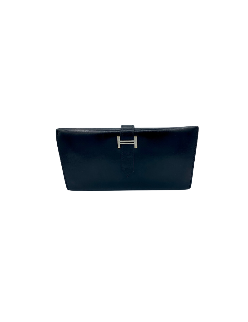 Portefeuille HERMES  cuir box noir