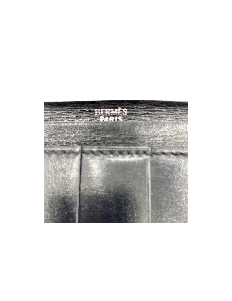 Portefeuille HERMES  cuir box noir