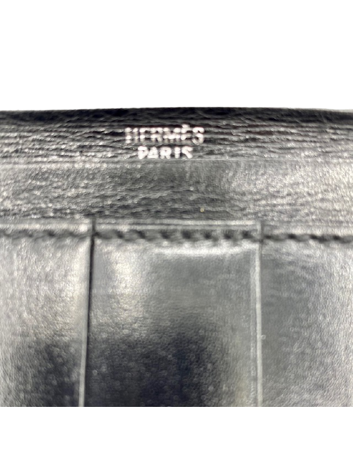 Portefeuille HERMES  cuir box noir