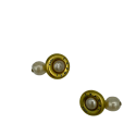 CHANEL Vintage Cufflinks in Gilt Metal and Pearl