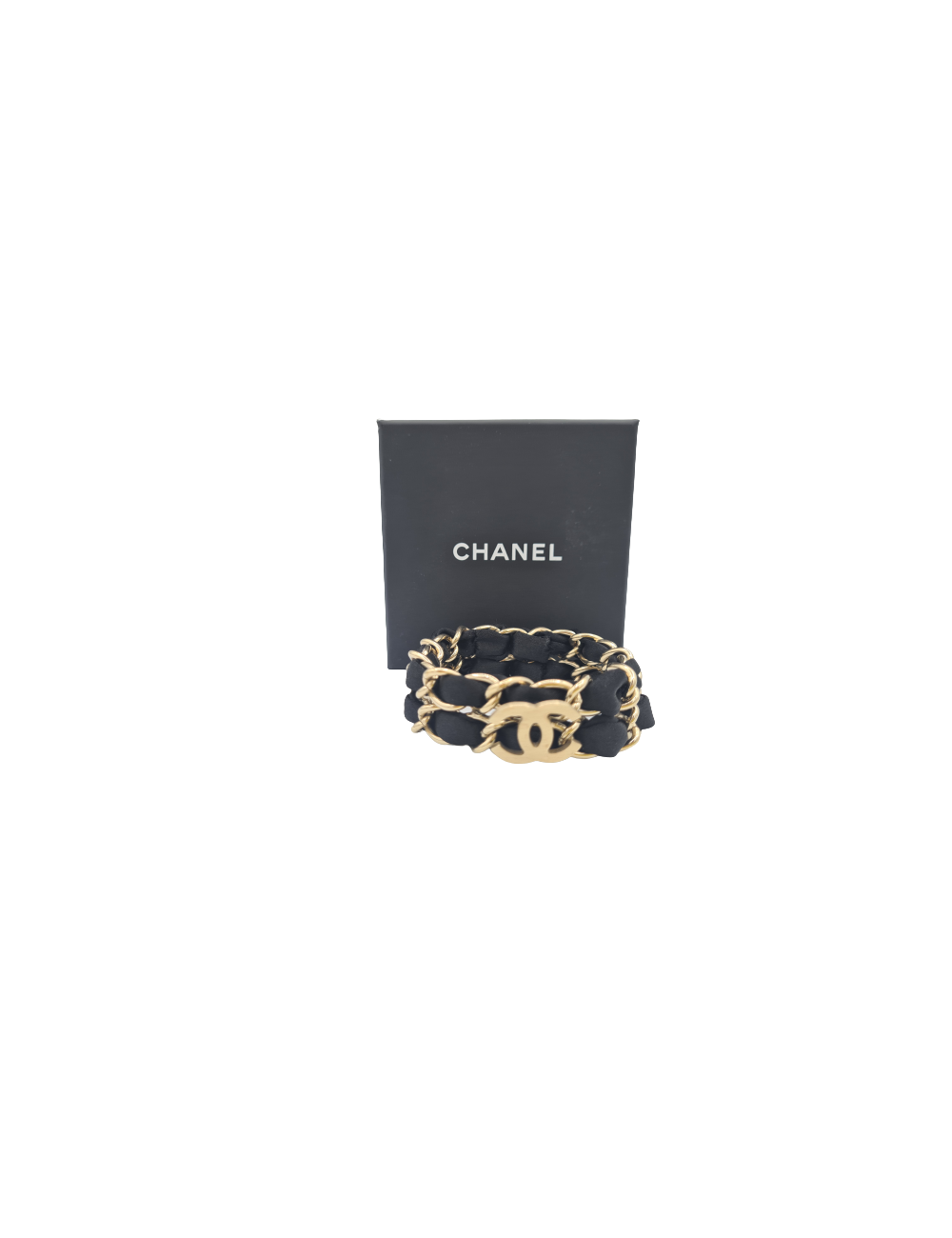 CHANEL double row Chain and Ribbon Bracelet