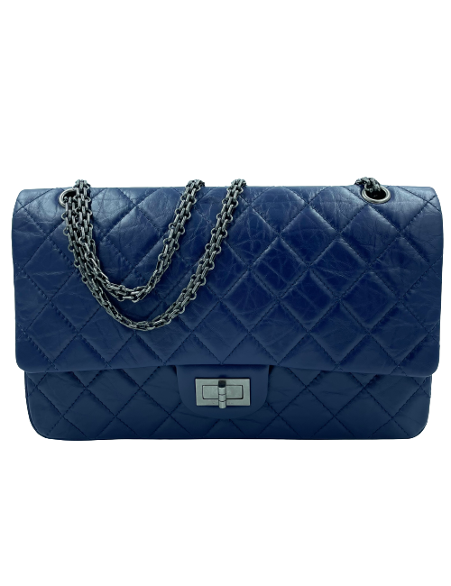 2.55 Bleu CHANEL cuir froisé