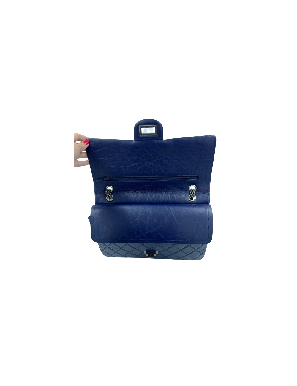 2.55 Bleu CHANEL cuir froisé