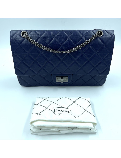 2.55 Bleu CHANEL cuir froisé