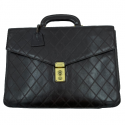 CHANEL Vintage Briefcase in brown quilted lamb leather.