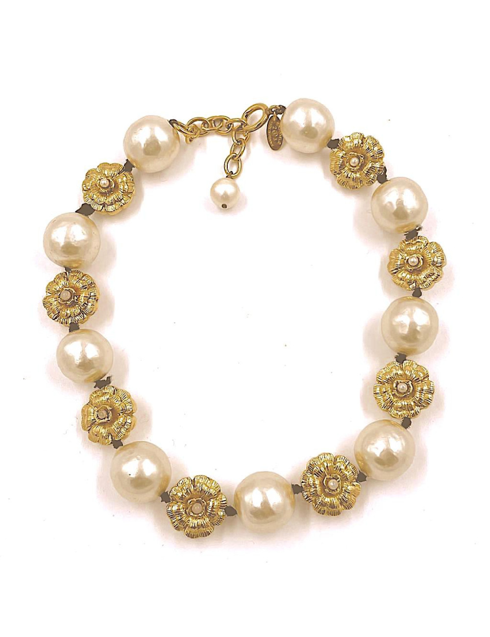 Collier CHANEL pate de verre camélias