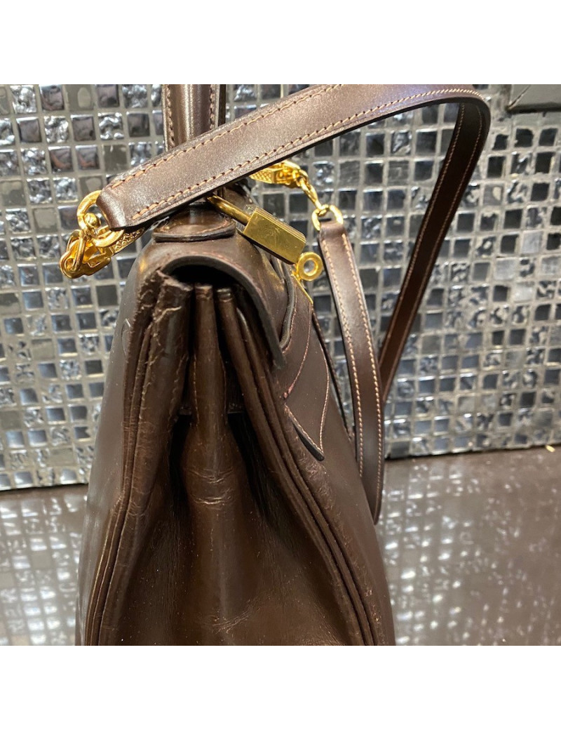 Sac Kelly 32 Hermes marron vintage