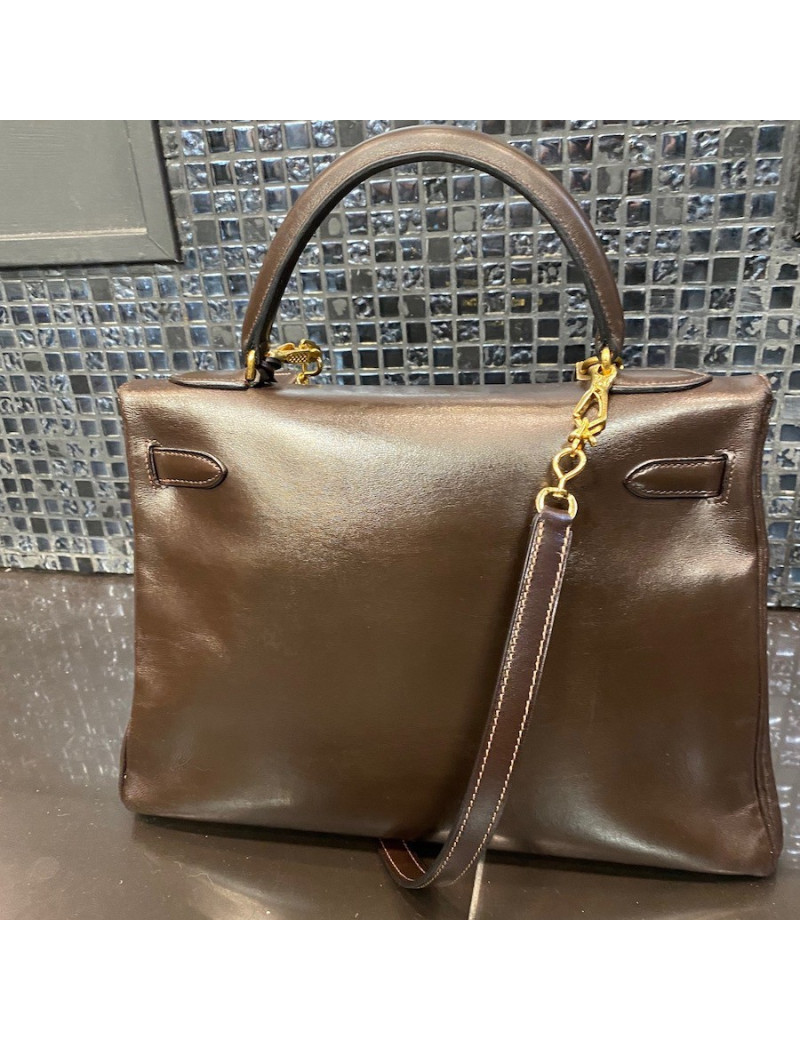 Sac Kelly 32 Hermes marron vintage