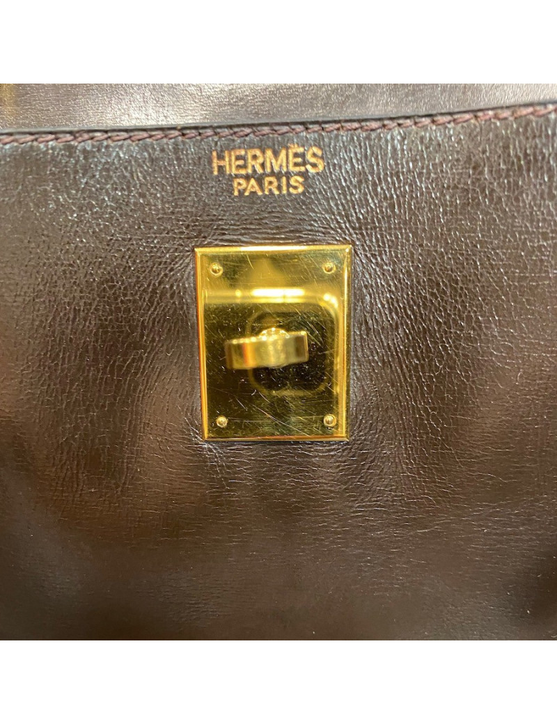Sac Kelly 32 Hermes marron vintage