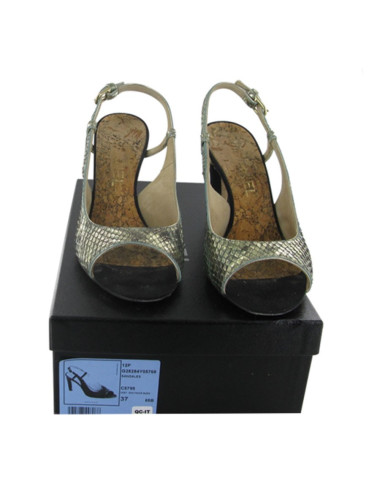 Sandales T 37 CHANEL en python gris argent 2