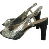 CHANEL t 37 in silver python sandals