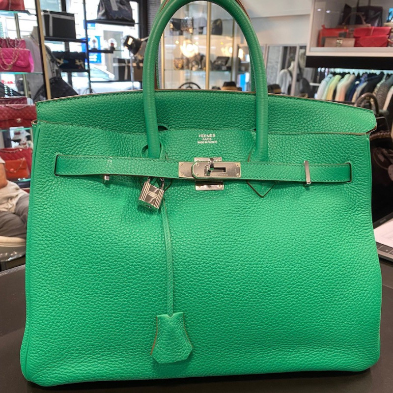Birkin 35 vert bambou